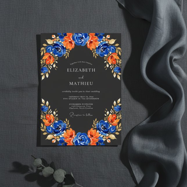 Invitation Mariage de soirée bleu royal audacieux (Créateur téléchargé)