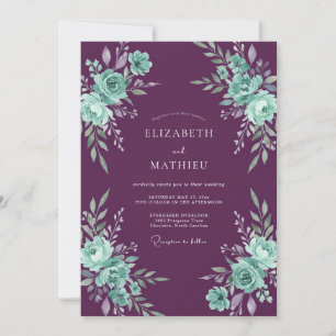 Invitation Mariage de soirée dramatique aux tons prune