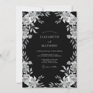 Invitation Mariage de Soirée Orné Noir