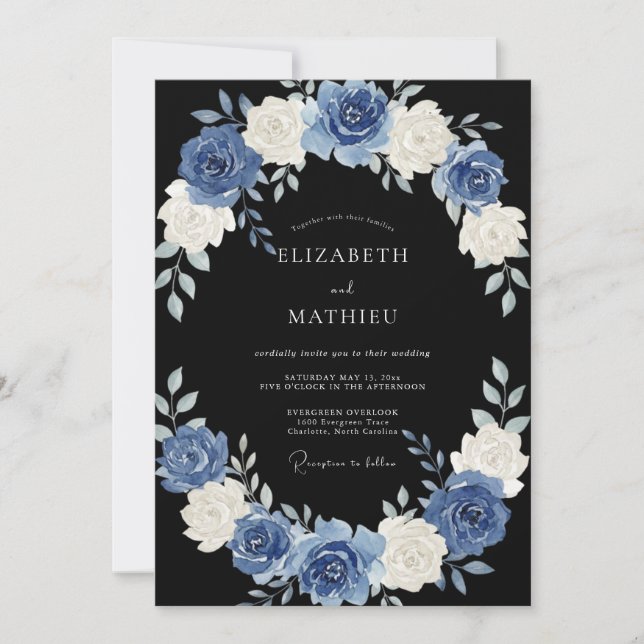Invitation Mariage de soirée régale noir (Devant)