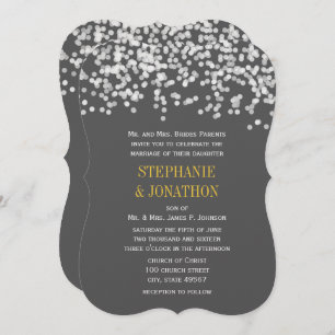 Invitation Mariage de soirée romantique gris et jaune