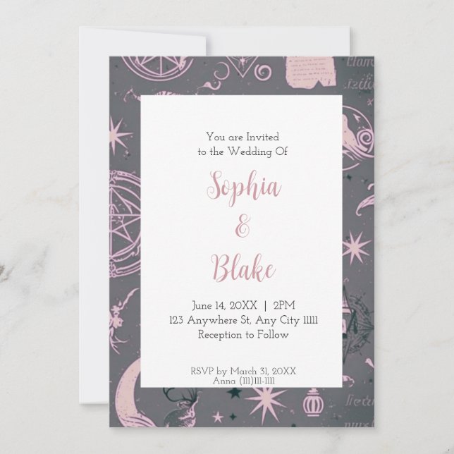 Invitation Mariage de Sorcellerie Céleste (Devant)