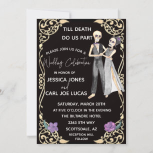Invitation Mariage de squelette d'Halloween jusqu'à ce que la