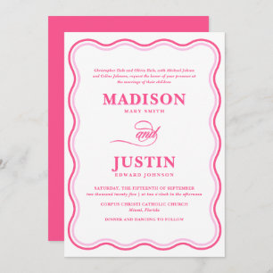 Invitation Mariage de Squiggle rose ondulé