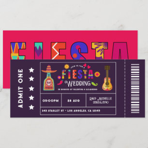 Invitation Mariage de style billet fantaisiste de la Fiesta m