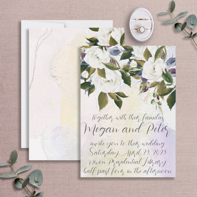 Invitation Mariage de style calligraphique en Beaux-Arts blan (Créateur téléchargé)