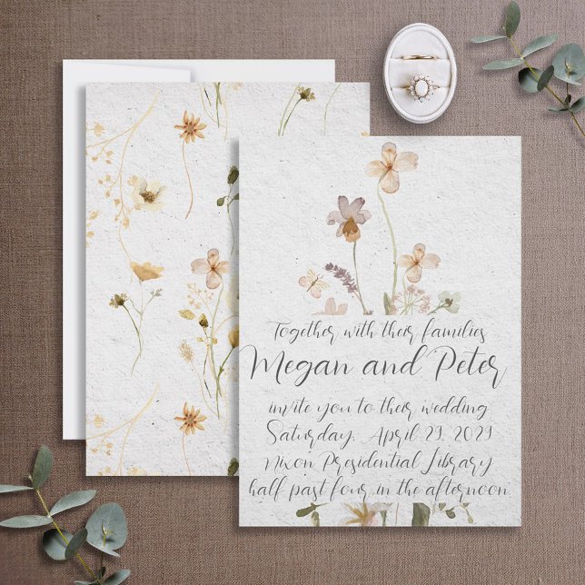 Invitation Mariage de style calligraphique Fine Art Wildflowe (Créateur téléchargé)