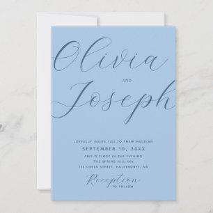 Invitation Mariage de style côtier bleu ciel pastel   Photo +