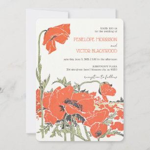 Invitation Mariage de style de presse de champs de pavot vint