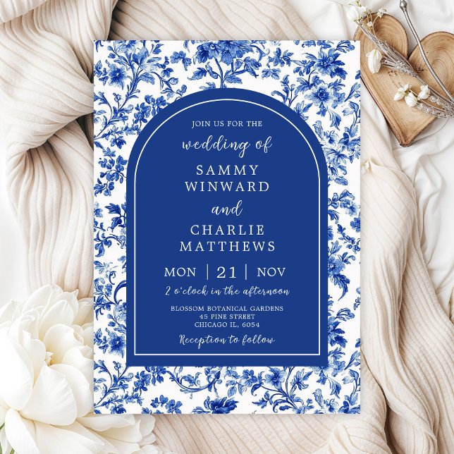 Invitation Mariage de style Delft Blue Antique Chinoiserie (Créateur téléchargé)