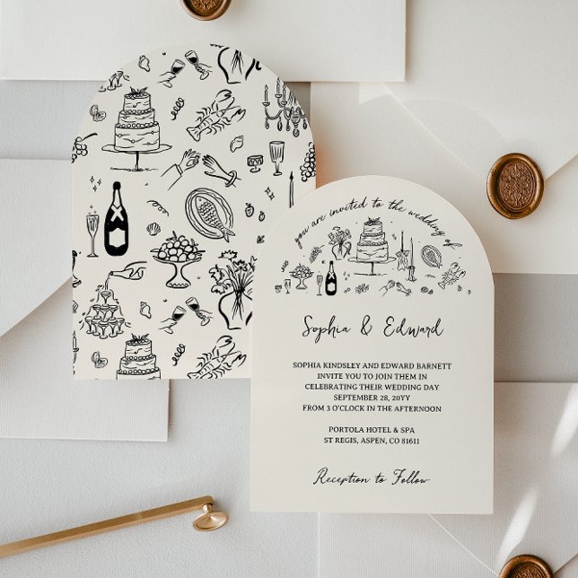 Invitation Mariage de style dessiné à la main et fantaisiste (Créateur téléchargé)