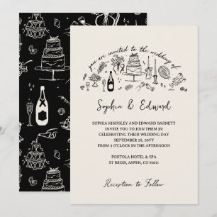 Invitation Mariage de style dessiné à la main et fantaisiste