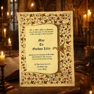 Invitation Mariage de style floral médiéval vintage avec arbr