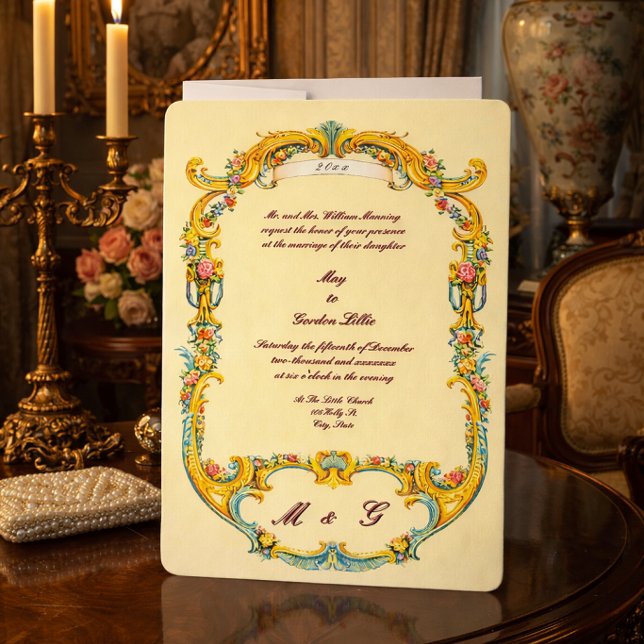 Invitation Mariage de style floral Rococo de l'ère victorienn (Créateur téléchargé)