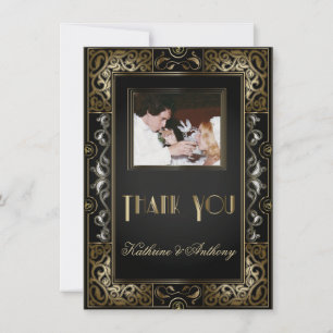 Invitation Mariage de style Gatsby vintage classique Merci