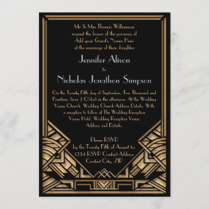 Invitation Mariage de style Géométrique Art Déco Gatsby