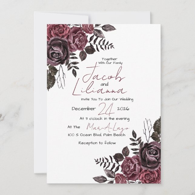 Invitation mariage de style gothique victorien vintage (Devant)