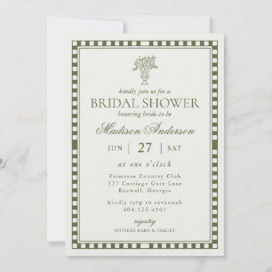 Invitation Mariage de style Harlequin vert olive