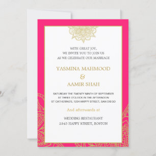 Invitation Mariage de style indien Pink Gold Chic