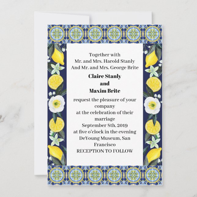 Invitation Mariage de style italien (Devant)