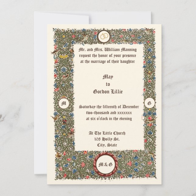 Invitation Mariage de style médiéval de l'ère victorienne 189 (Devant)