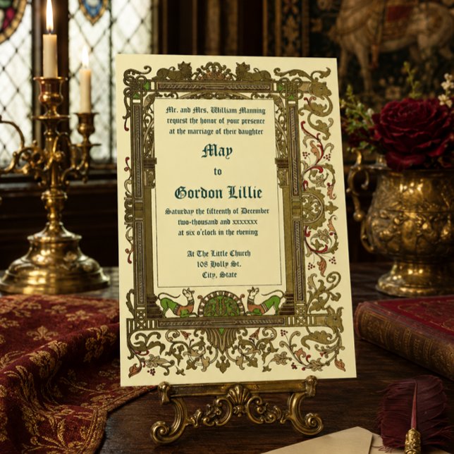 Invitation Mariage de style médiéval Renaissance vintage 1896 (Créateur téléchargé)