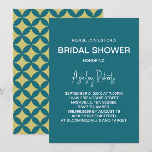 Invitation Mariage de style Mid-Century Modern or et sarcelle