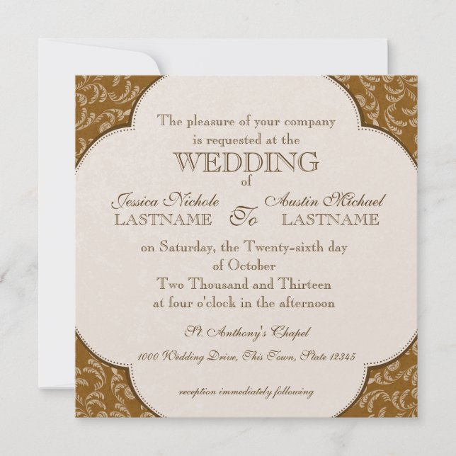 Invitation Mariage de style occidental vintage (Devant)