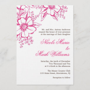 Invitation Mariage de style Pink Letterpress