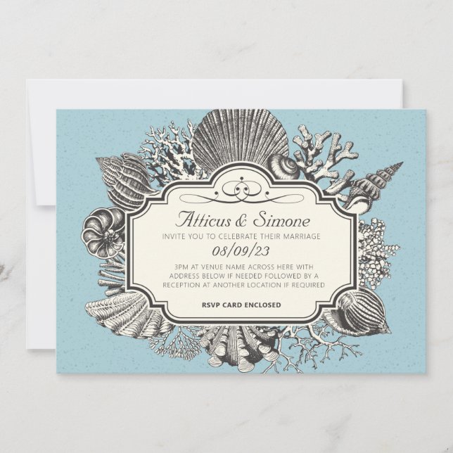 Invitation Mariage de style plage vintage (Devant)
