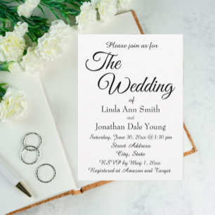 Invitation Mariage de style simple blanc