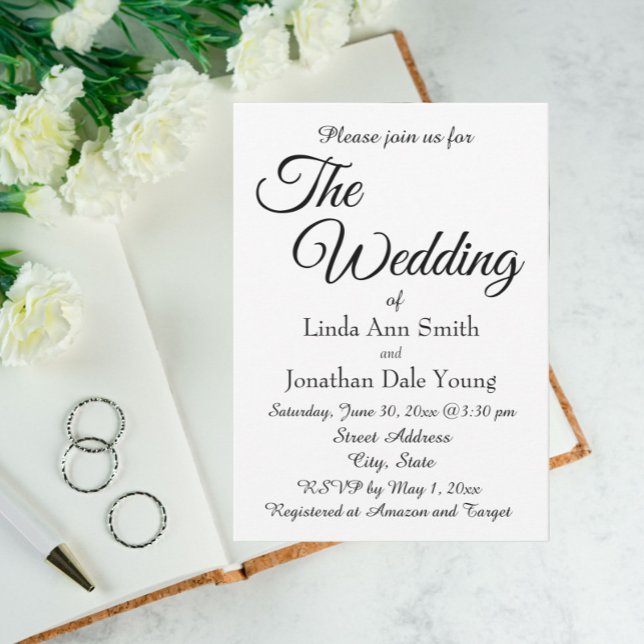 Invitation Mariage de style simple blanc (In Situ Wedding)