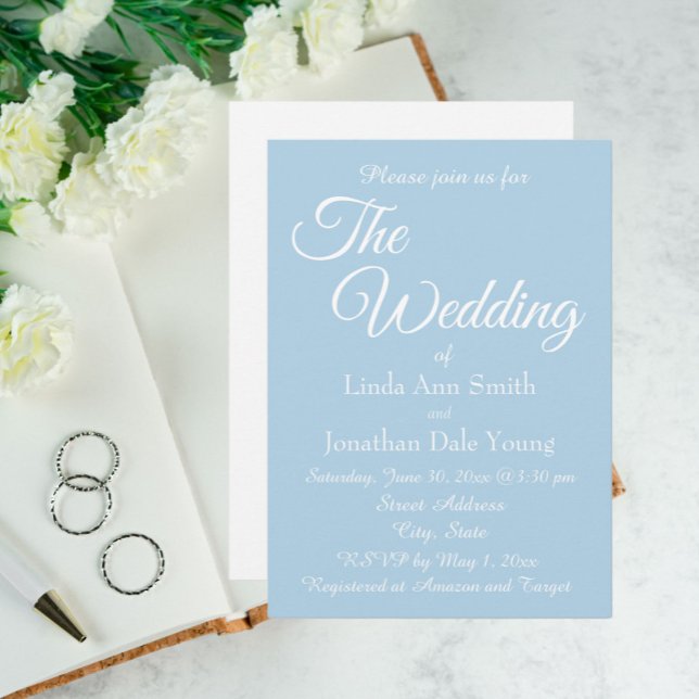 Invitation Mariage de style simple bleu clair (In Situ Wedding)
