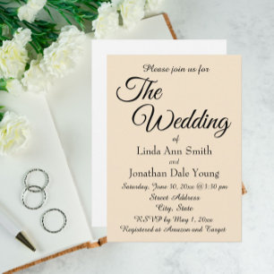 Invitation Mariage de style simple couleur champagne monotone