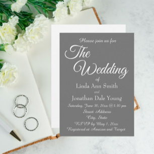 Invitation Mariage de style simple monotone gris foncé