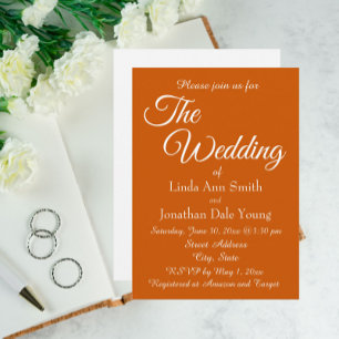 Invitation Mariage de style simple orange brûlé