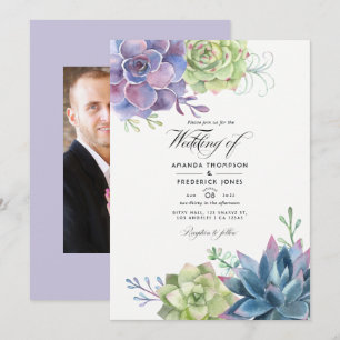 Invitation Mariage de Succulentes à l'aquarelle Photo