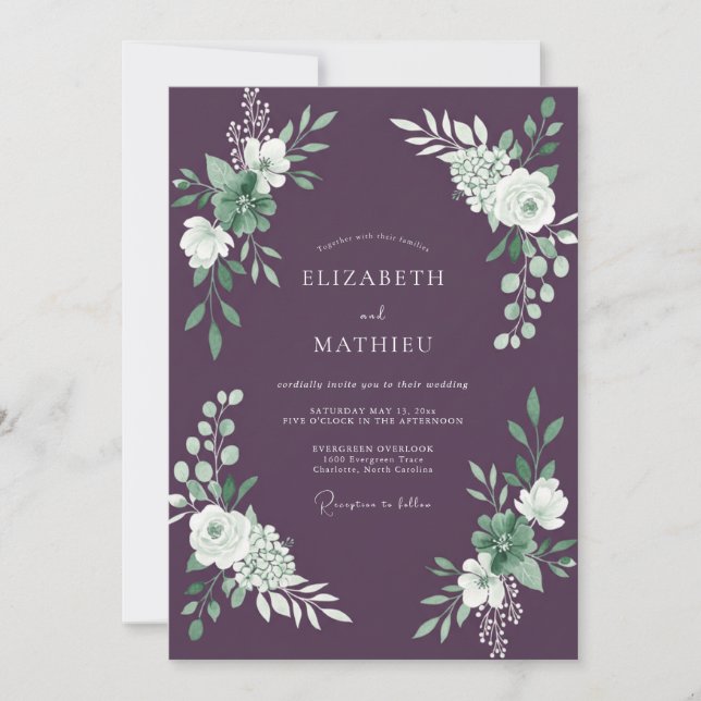 Invitation Mariage de Succulentes Gracieuses au Plum (Devant)