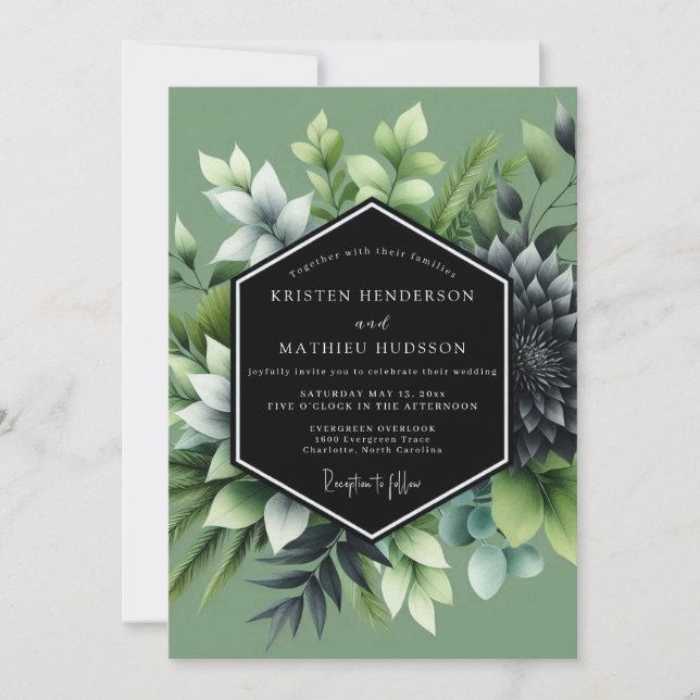 Invitation Mariage de Succulentes Luxuriantes de Sauge (Devant)