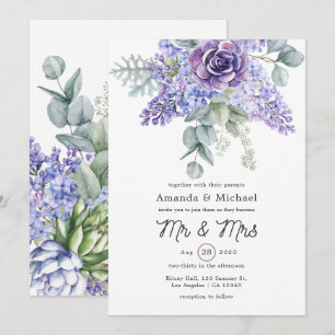Invitation Mariage de Succulents d'Eucalyptus Tropical