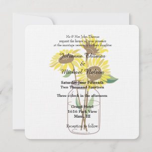 Invitation Mariage de Sunflowers Mason Jars