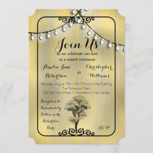Invitation Mariage de Sunset à chaîne de lumière rustique Was
