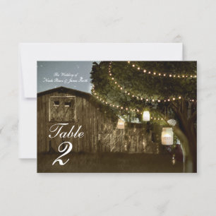 Invitation Mariage de table Rustic Barn & Tree Lights