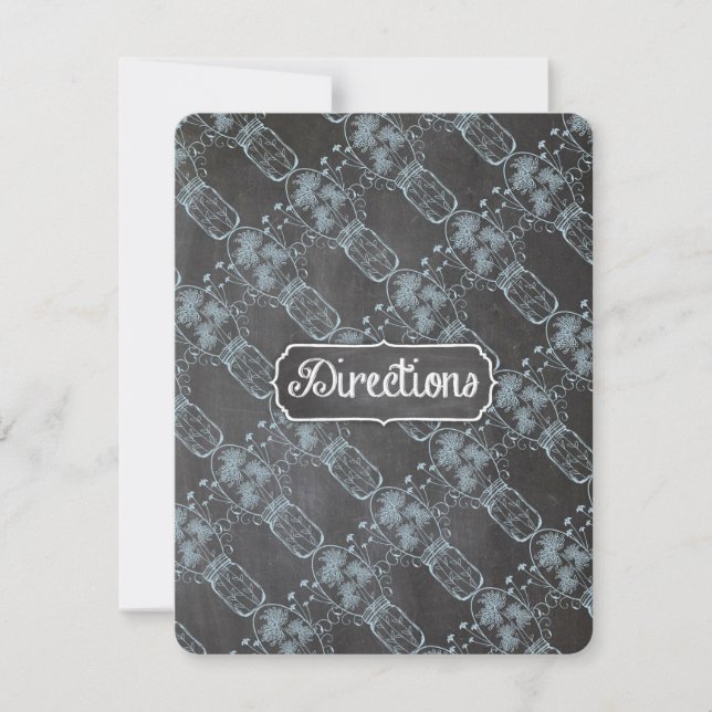 Invitation Mariage de tableau de bord bleu rustique Mason Jar (Devant)