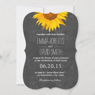 Invitation Mariage de tableau de bord rustique tournesol vint