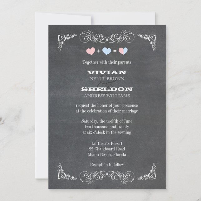 Invitation Mariage de tableau de bord simple classique (Devant)