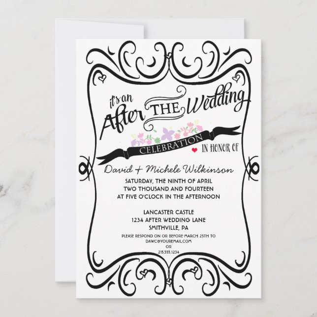 Invitation Mariage de tableau noir blanc noir (Devant)