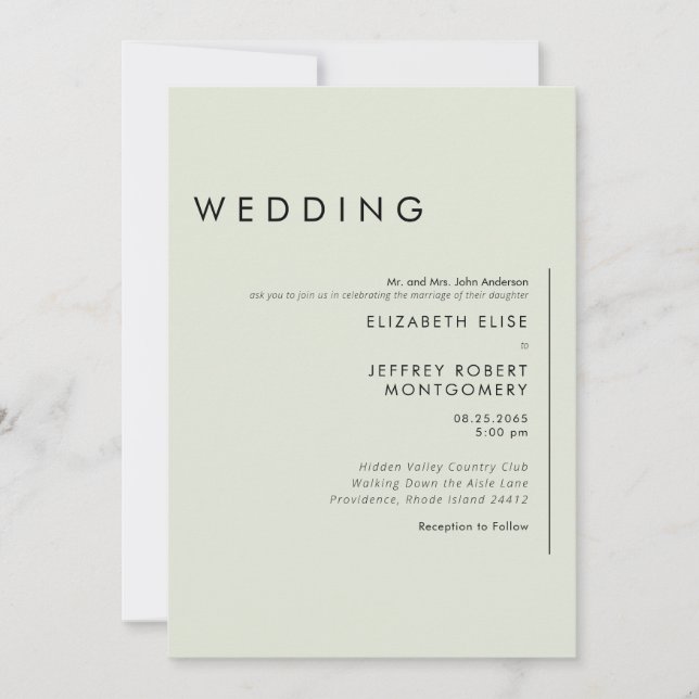 Invitation Mariage de taille ultra-contemporain (Devant)