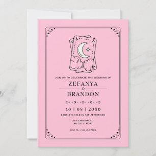 Invitation Mariage de tarot rose