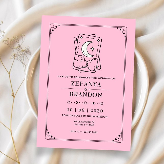 Invitation Mariage de tarot rose (Créateur téléchargé)